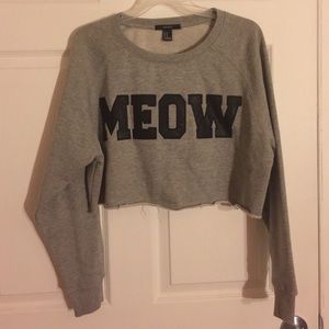 Cropped long sleeve sweater