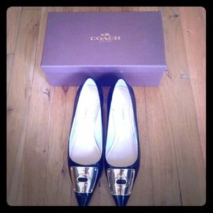 COACH Authentic 'Lawrence' Black Kitten Heel