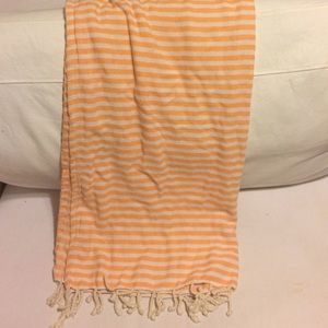 Turkish Beach Towel- Tangerine and White Striped