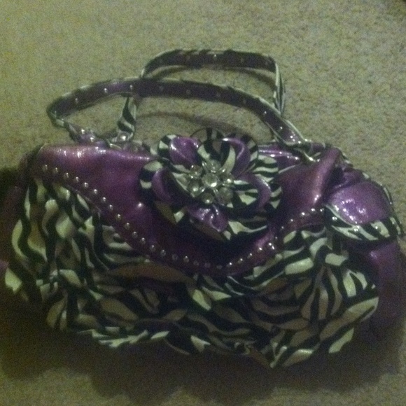 Purple & zebra print purse