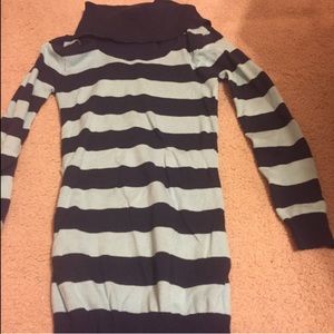 Blue striped turtle neck sweater