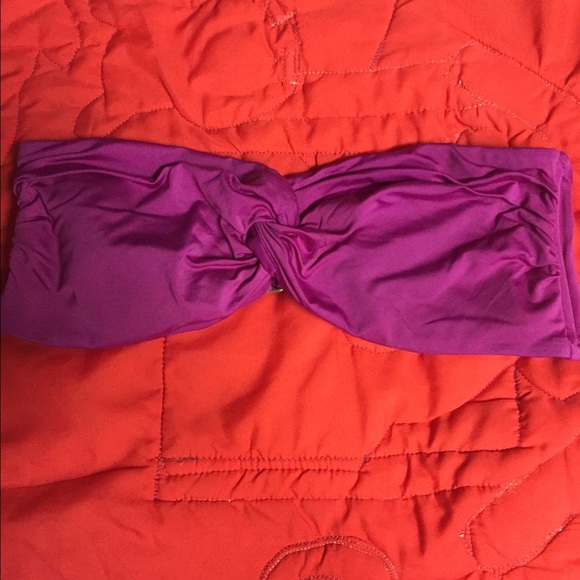 purple strapless swimsuit top
