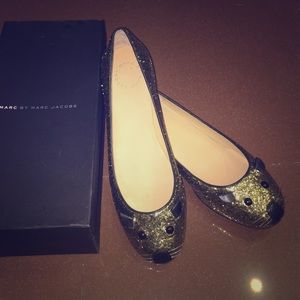 Marc by Marc Jacobs gold glitter mouse shoes