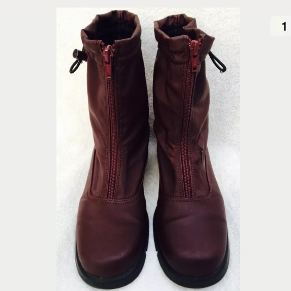 Talbots Women's Maroon Drawstring snow Boots 6.5