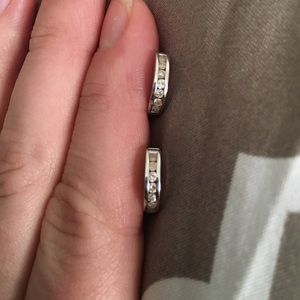 14 K White gold hoop earrings with diamonds