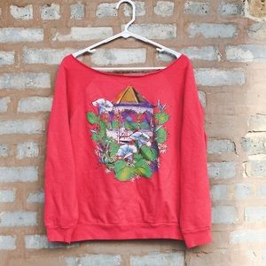 Vintage slouchy off shoulder sweater