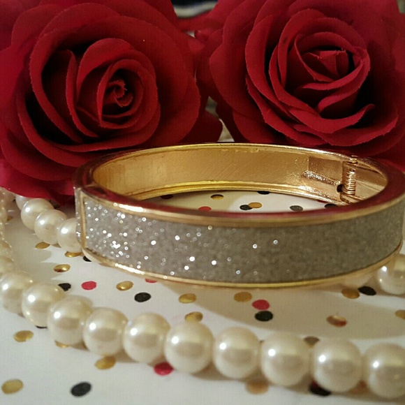 Gold and silver sparkly hinge bangle