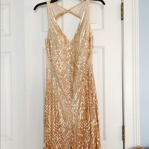 Champagne gold sequin prom/evening dress