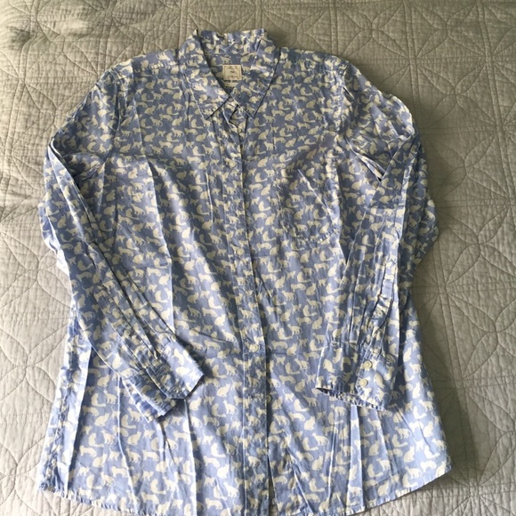 Gap button down boyfriend shirt cat print WL.