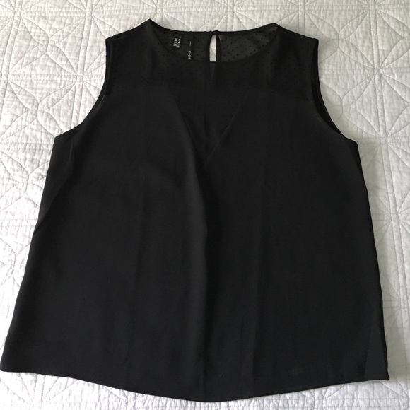 MNG black tank with sheer polka dot inserts WXL.