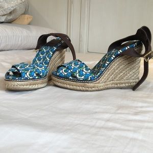 Wedge sandals with an ankle strap