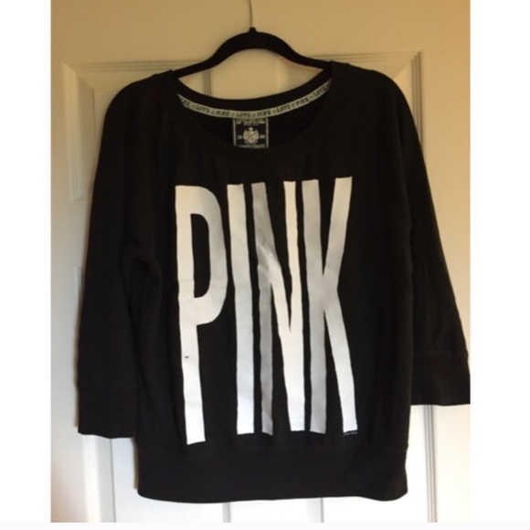 PINK black 3/4 sleeve sweater