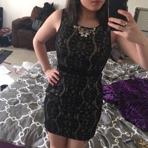 Black and Nude Lace Dress