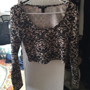 Black and Cream lace crop top