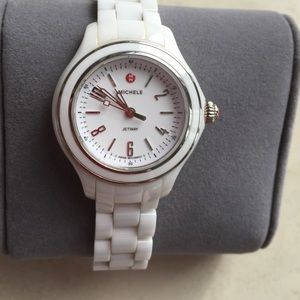 Michele white ceramic watch