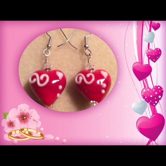 Lovely Hand Crafted Puffed Heart Earrings
