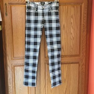 Black and white plaid skinny jeans