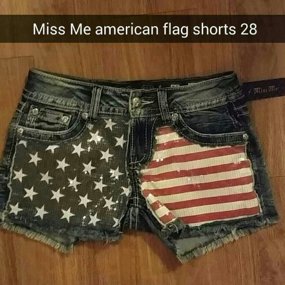 Miss Me American Flag Sequin Shorts