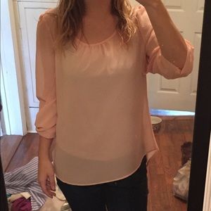 Peach sheer ¾ sleeve blouse