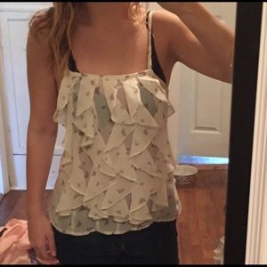 White ruffle tank top