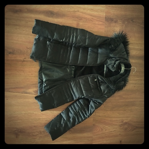 Black puffy with fur DKNY jacket