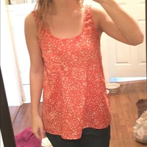 Coral and white polka dot tank top