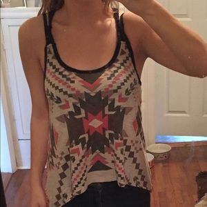 Orange and cream tribal print tank top