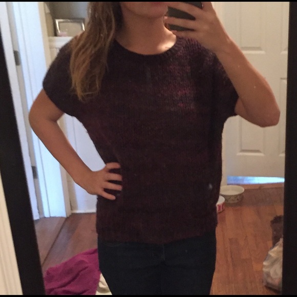 Purple short sleeve sweater
