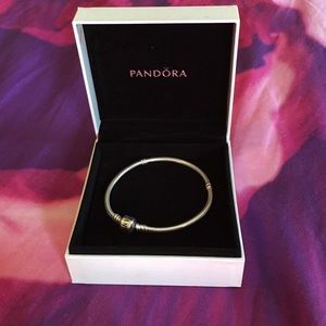 Pandora bracelet, duck charm & key to heart charm