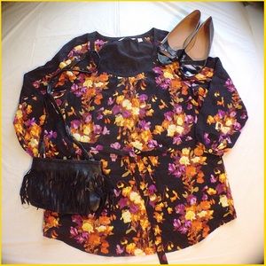 Floral Tunic w/ Waist Sash Tie
