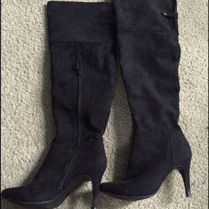 knee high boots; suede