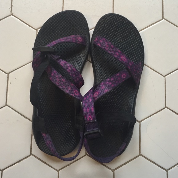 Purple and pink chacos