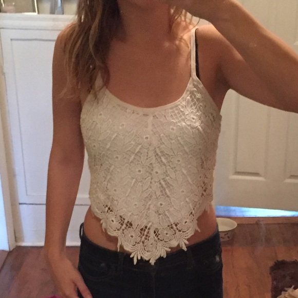 White lace crop top