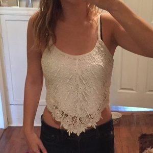 White lace crop top