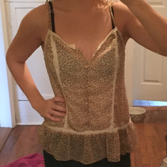 Tan floral tank top