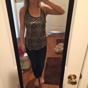 Black and gold sequin tank top