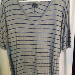Gray with blue stripes dolman sleeve tee