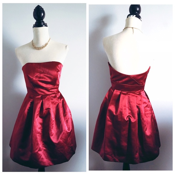 Max & Cleo Dresses & Skirts - Valentine Red satin strapless A-line dance dress