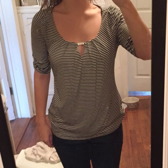 Black and white striped blouse