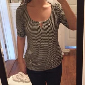 Black and white striped blouse