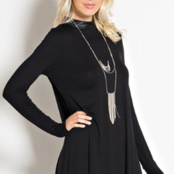 💔LAST ONE💔🇺🇸Sateen Trim Collar Dress black - Picture 2 of 4