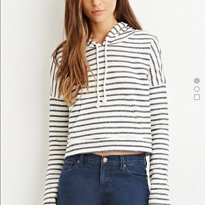 Forever 21 Striped Cropped Hoodie