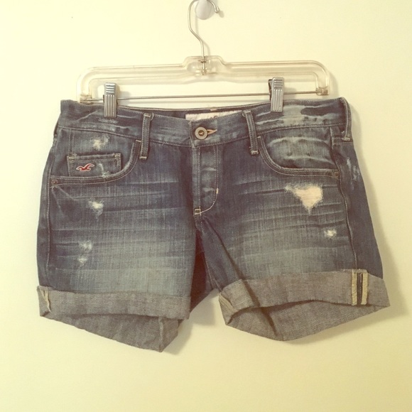 Distressed jean shorts