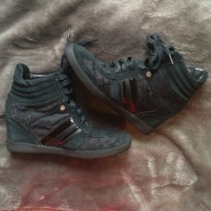 Coach Alara Signature Jacquard & Suede Wedge