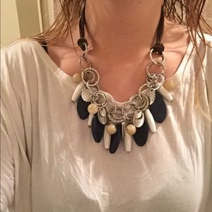 Navy and white chunky necklace