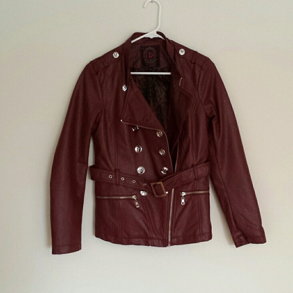 Brown/burgundy fake leather jacket - Picture 1 of 2