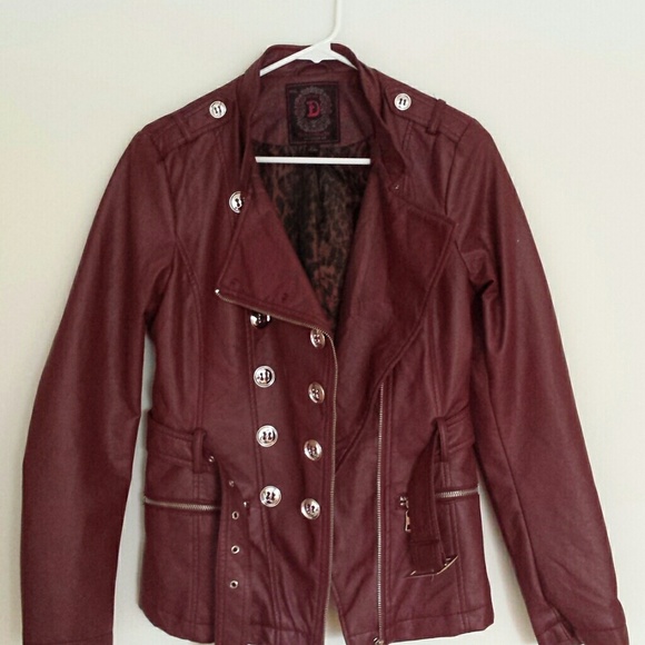 Brown/burgundy fake leather jacket - Picture 2 of 2