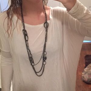 Silver chain long necklace
