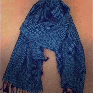 Royal blue checker and cheetah scarf