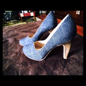 New Plenty Gray Plaid 4" Pump Sweetheart Throat 6M